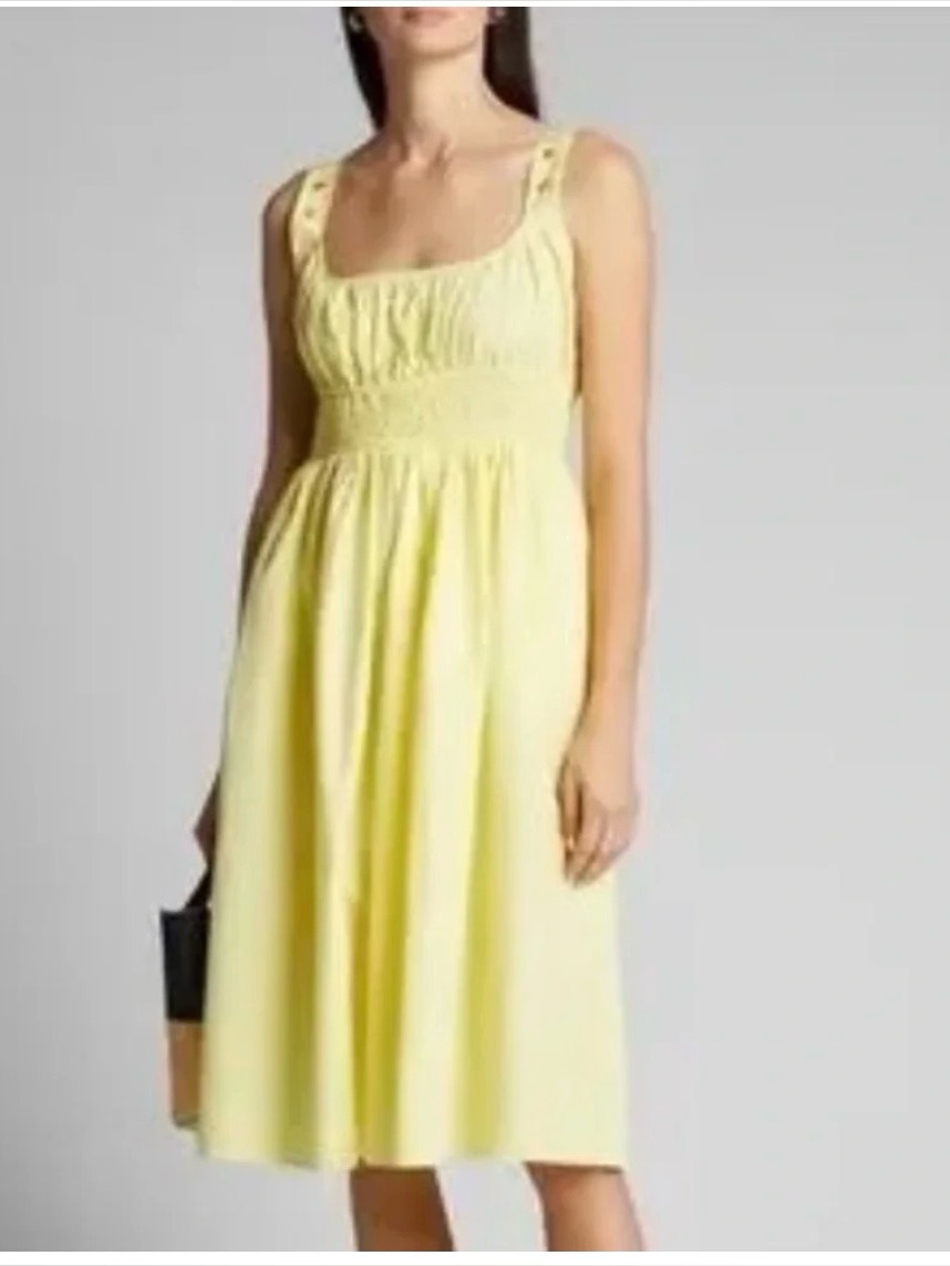 Ciao Lucia Pale Yellow Smocked Midi Sundress